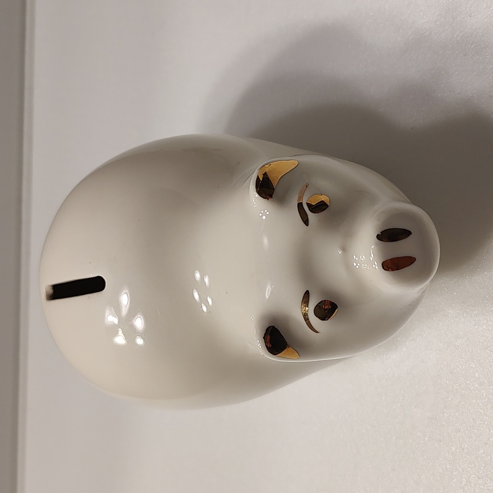 Vintage ceramic with gold accents piggy bank
